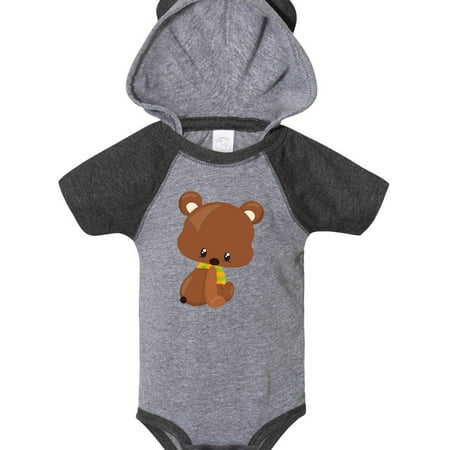 

Inktastic Cute Little Bear With A Scarf Brown Bear Gift Baby Boy or Baby Girl Bodysuit