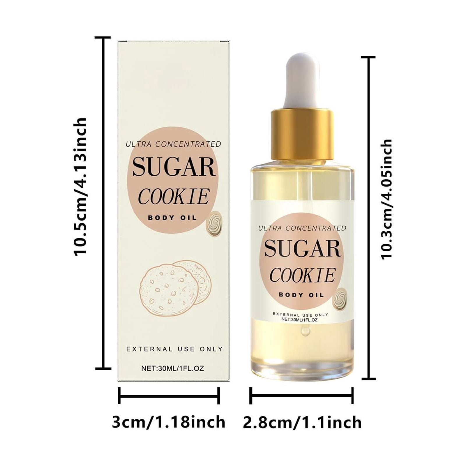Alvantor Sweet Cookie Scented Moisturizing Body Oil with Glycerin and Castor Oil, 1 fl oz