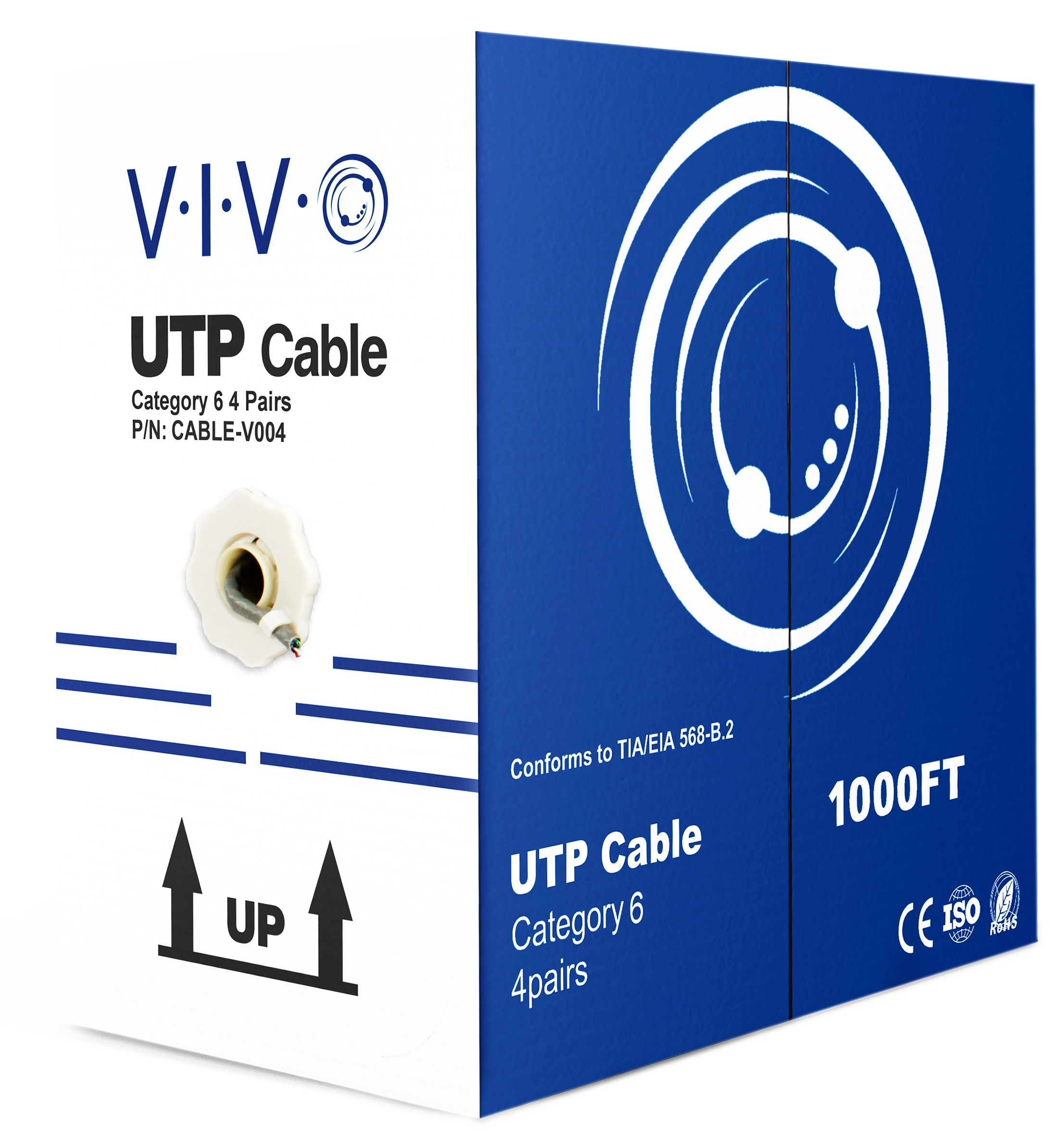 VIVO 1,000ft bulk Cat6 Cable / Wire UTP Pull Box 1000 ft Cat6