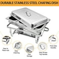 thumbnail image 6 of Jacgood Chafing Dish Buffet Chafer Set 4 Packs 8 Qt. Foldable Rectangular Stainless Steel Chafer Set with 1/3 Size Food Pans, 6 of 7