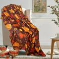 thumbnail image 4 of Kedshhgu Autumn Plush Blanket Dark Pumpkin Maple Leaf Pattern Autumn Leaf Blanket for Thanksgiving Farmhouse Home Chair Sofa Couch Bed, 4 of 6