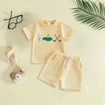thumbnail image 2 of enyan Boy Clothes Baby Boy Outfits 12-18 Months Baby Boy Clothes Toddler Summer Short Sleeve T-Shirt Tee Tops Joggers Casual Elastic Shorts 2Pcs P'ajamas & Dailywear Set (18-24 Months,Yellow), 2 of 5