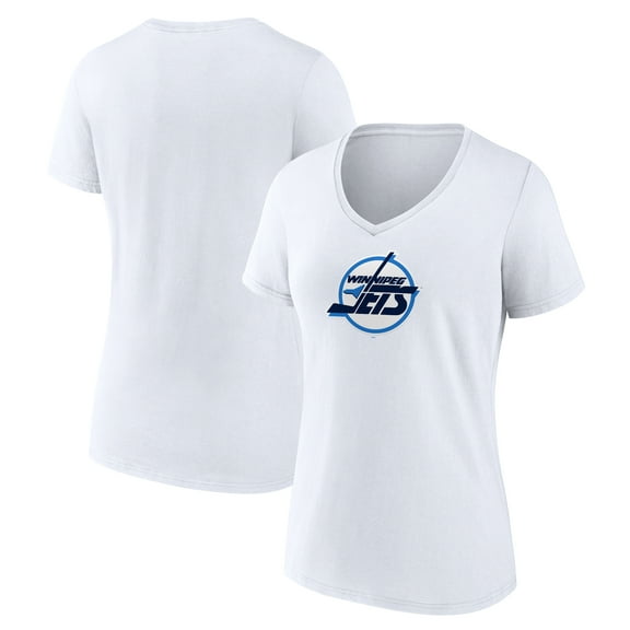 Women's White Winnipeg Jets Primary Logo V-Neck T-Shirt