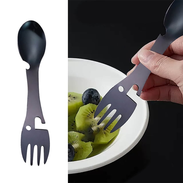 Three In One Stainless Steel Multifunctional Fork Spoon Can Opener Outdoor Portable Kitchen Utensils Small Dining Table Set for 4 Modern round round Dining Set Kitchen Place Mats River Plate Mate Set