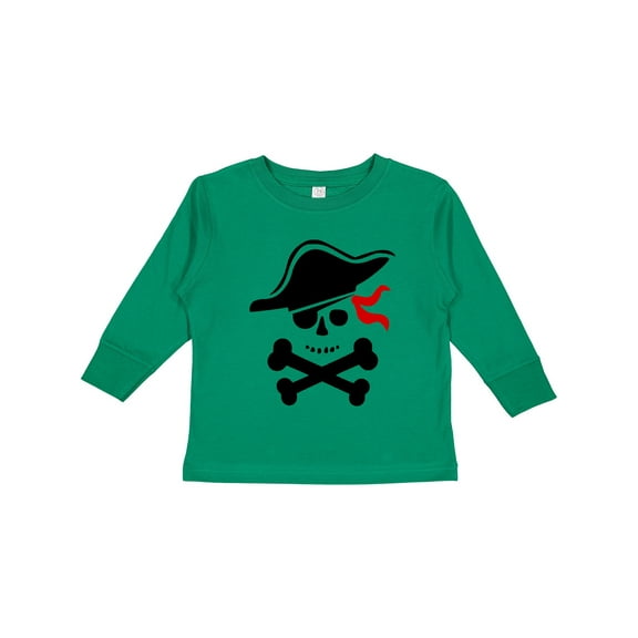 Inktastic Pirate Skull and Cross Bones Boys or Girls Long Sleeve Toddler T-Shirt