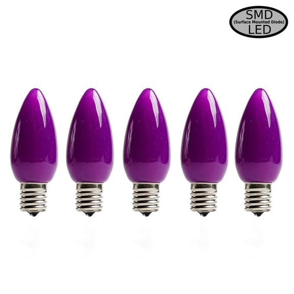 EZLS Purple Opaque C9 SMD LED Replacement Bulb, 5 Pack
