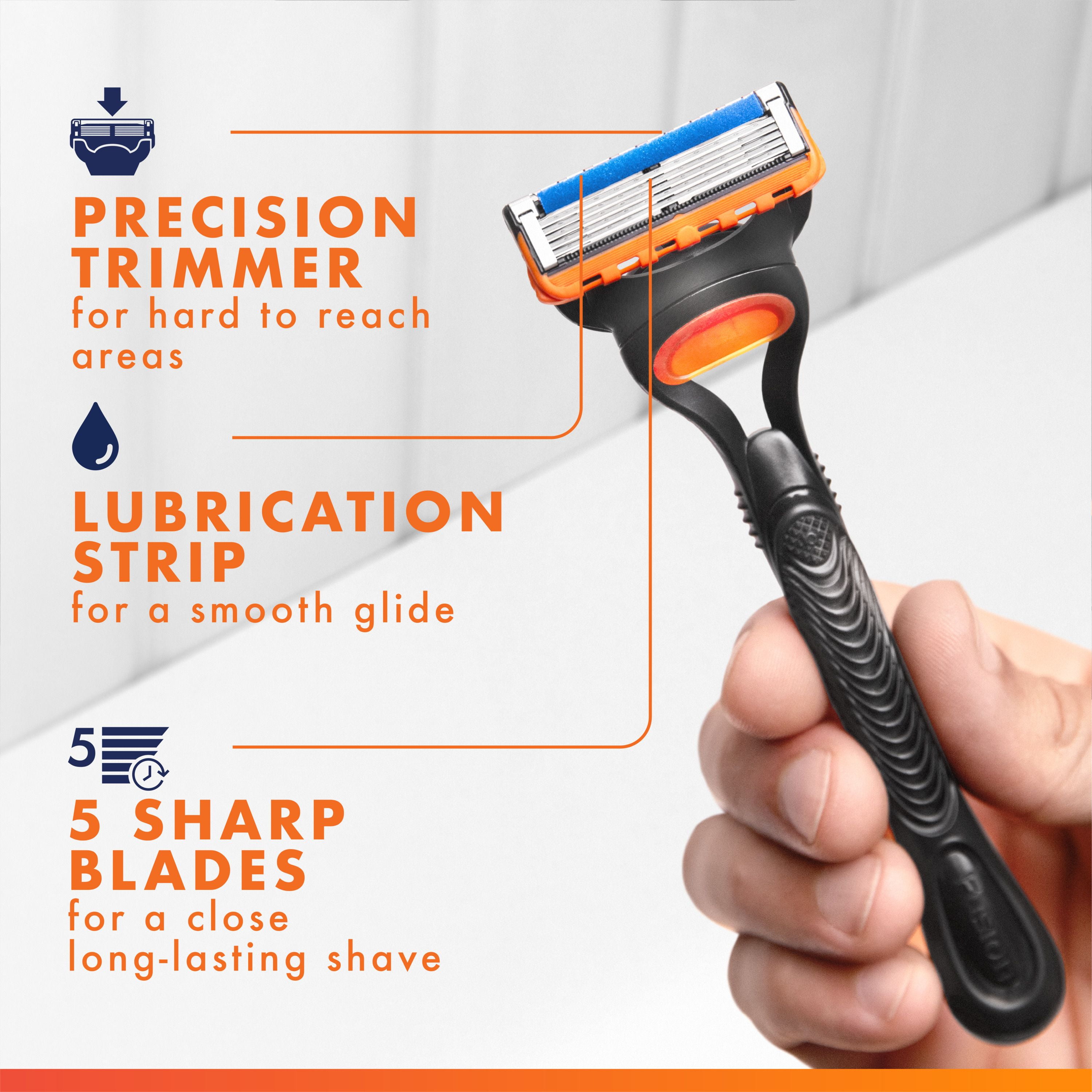 Cartouches de rechange Gillette Fusion5 pour hommes de rasoir, bande lubrifiante, lame de précision pour hommes, cartouches à 5 lames de rasoir pour un rasage de près 12CT