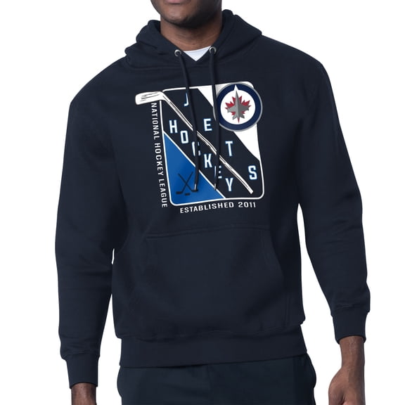 Men's Starter Navy Winnipeg Jets Shield Logo Pullover Hoodie