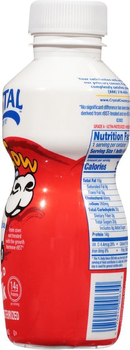 Crystal Creamery Real California Cool Cow Vitamin D Whole Milk, 14 oz Bottle