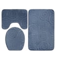 thumbnail image 3 of Juego de alfombrillas de baño de 3 uds., tapa de inodoro con relieve de piedra, alfombrillas para el suelo, alfombras absorbentes laterales para bañera, 3 of 8