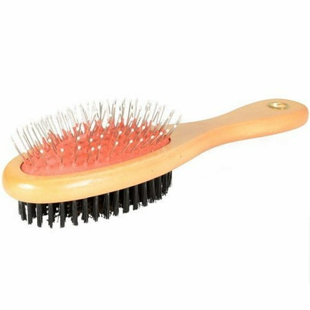 Gripsoft Grooming Tools Rubber - Wideskall® Double Sided Bristle & Pin Pet Grooming Brush Fur Shedding Tool for Dog & Cat