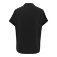 thumbnail image 5 of Womens Dressy Casual Tops Rolled Short Sleeve V Neck Cotton Linen Tshirt Loose Solid Color Tunics Blouse Shirts (L, Black), 5 of 6