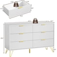 thumbnail image 2 of LYNSOM Fluted Dresser for Bedroom, White 6 Drawer Dresser with Gold Handles and Wide Drawers, Wood Chest of Drawers for Bedroom, Hallway, 2 of 16