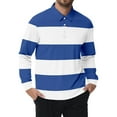 thumbnail image 3 of RMGVDSD Men's Polo Shirts Men Shirt Casual Button Down Shirt Breathable Long Sleeve Striped Tops Stylish Athletic Shirts, 3 of 3