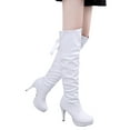 thumbnail image 4 of Xiaoxatg Women's -High Boots Ladies Knee Heeled Leather Shoes for Women Stylish Footwear 6.5 White, 4 of 7