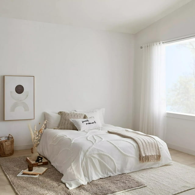 Bouclair Blanc Cassé Collection Reilly - Ensemble Housse de Couette 3 Pcs Grand Lit