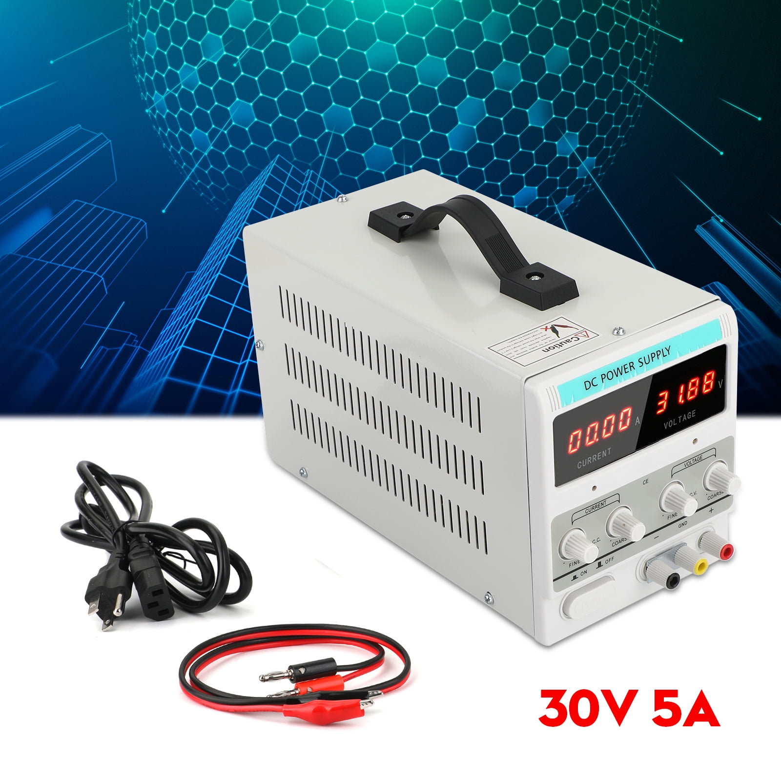 30V 5A DC Power Supply Precision Variable Dual LED Digital Lab Test with Fan 