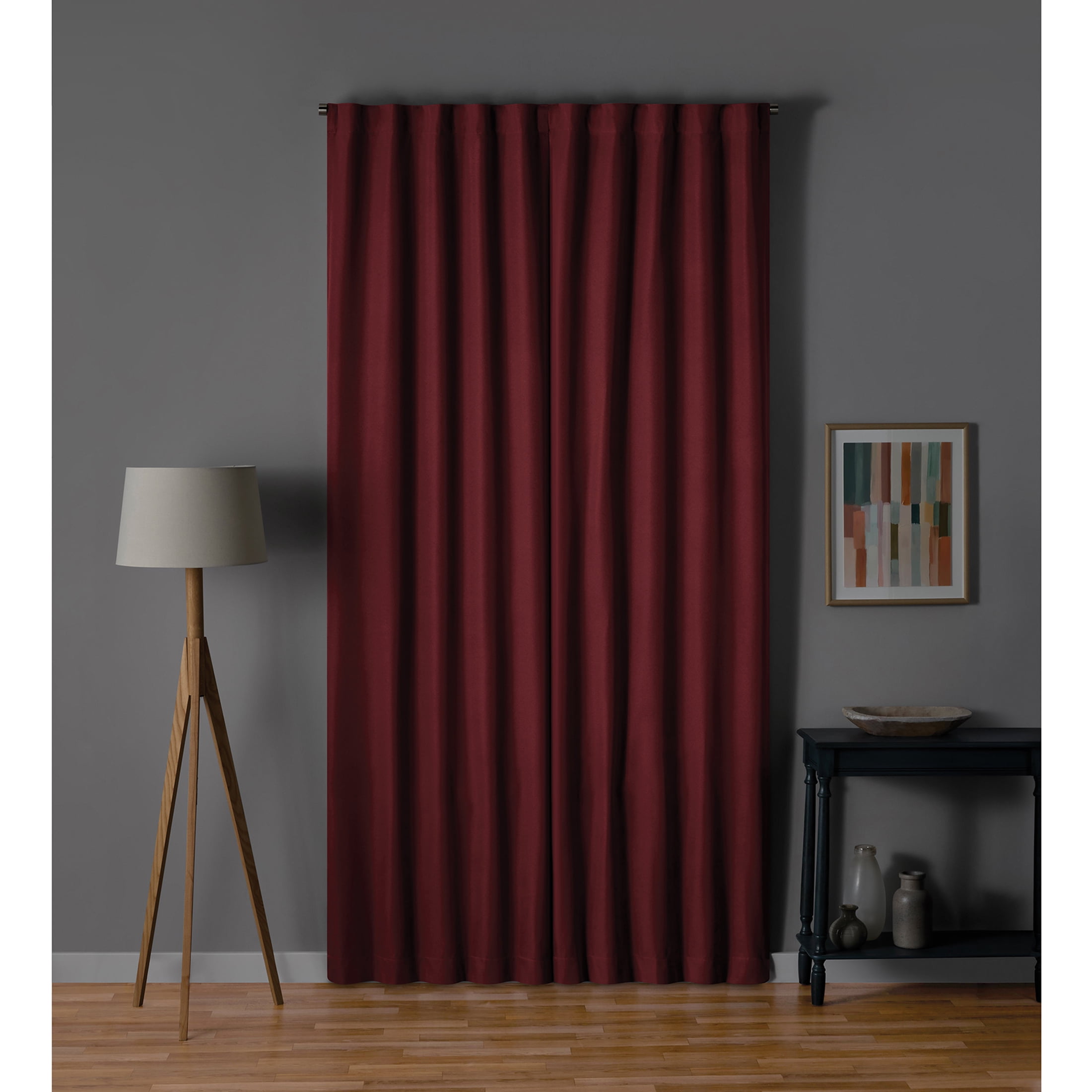 Mainstays Merlot Solid Blackout Curtain Panel Pair, Rod Pocket with Back Tabs, Set of 2, 30 in x 95 in