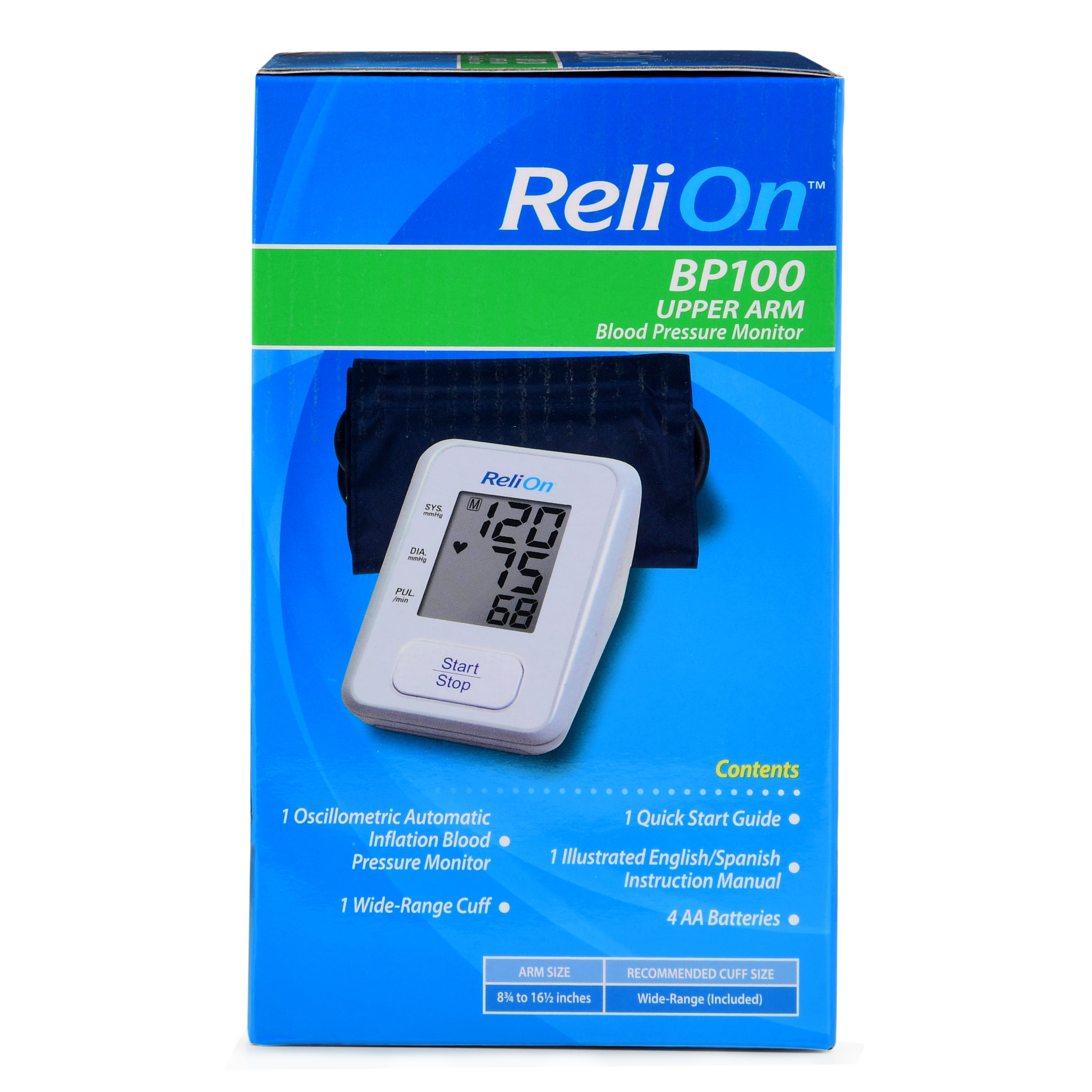 ReliOn BP100 Upper Arm Automatic Blood Pressure Monitor 