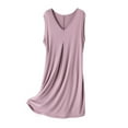 thumbnail image 2 of Fanxing Womens Nightgown Built in Bra Sleepwear Sleeveless Sleep Shirt V Neck Lace Nightshirts Purple,L, 2 of 6