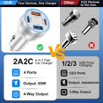 thumbnail image 2 of Cargador de teléfono de coche Avatcen, 65 W, USB C, PD30 W, QC3.0, 4 puertos, paquete de 5, 2 of 8