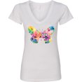 thumbnail image 3 of Inktastic Butterfly Shape with Colorful Flowers Women's V-Neck T-Shirt, 3 of 5
