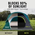 thumbnail image 3 of Coleman Skydome Dark Room Tent, 4/6/8/10 Person Family Tent Blocks 90% of Sunlight &amp; Sets Up in 5 Minutes, Weatherproof Tent Offers 20% More Headroom PFAS-Free 6-person, 3 of 7