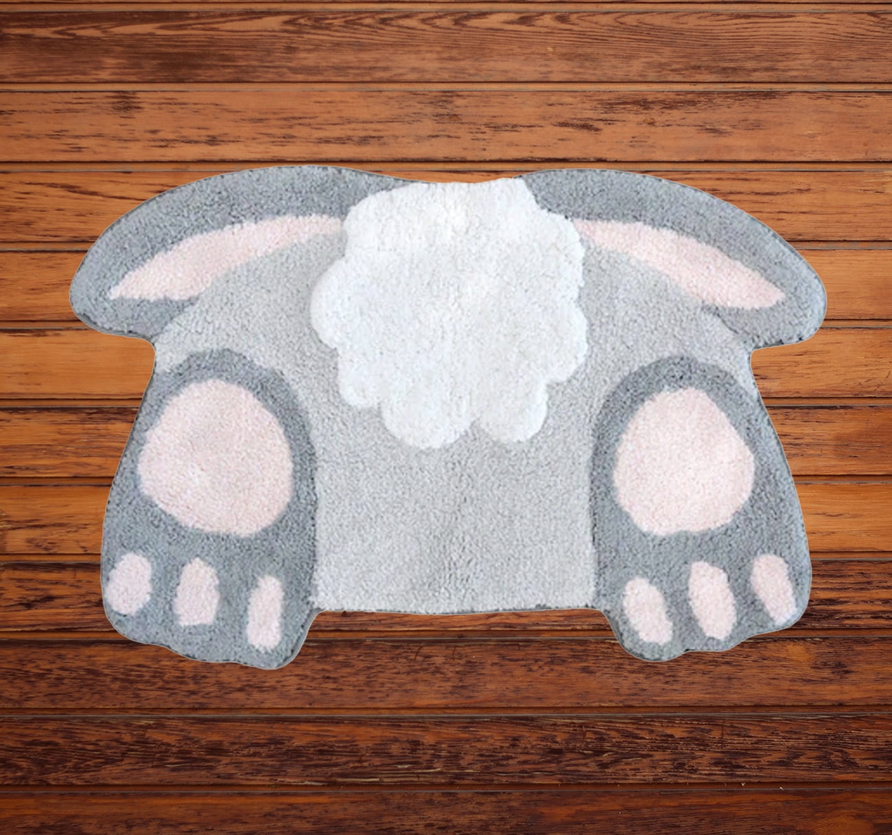Celebrate Easter Bunny Tail Bath Rug, Spring Bathroom Decor, Plush Cotton Pile 20 x 30 Inches