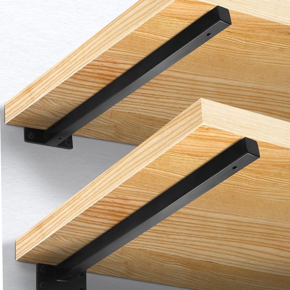 Floating Shelf with Brackets Heavy Duty, Square 16 Inch, Black