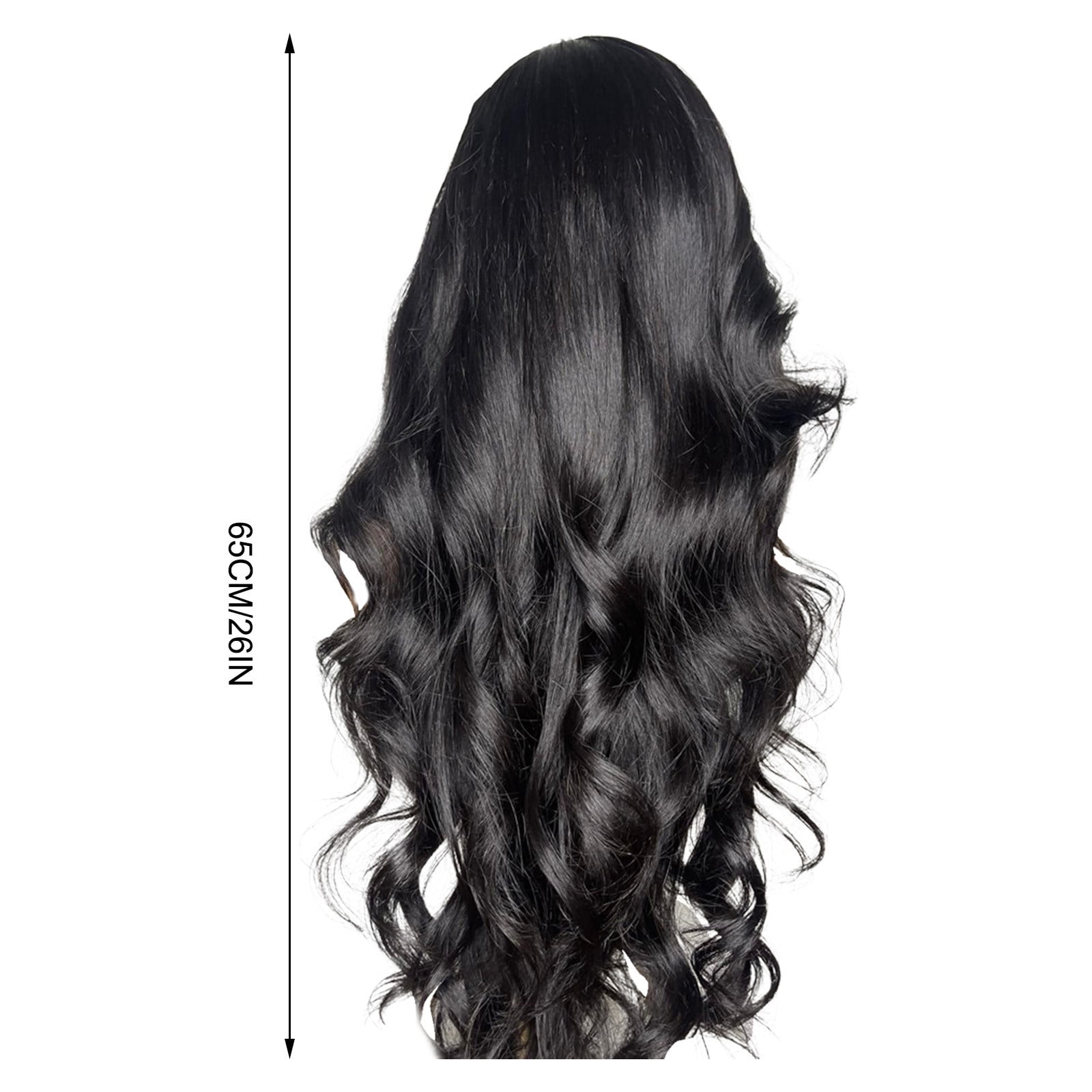 Long Wavy Brown Wig with Bangs for Women, Synthetic Heat Resistant Hair Wig for Daily Wear and Party Use(Black-1,One Size)