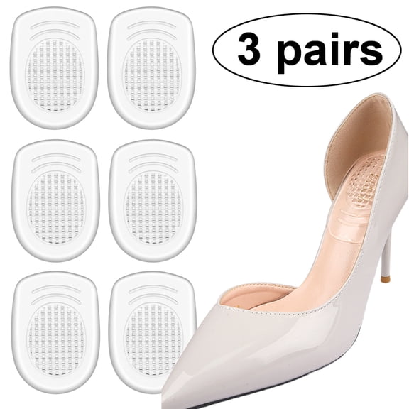 Culurfu 3 Pairs Gel Heel Pads – Non-Slip Silicone Shoes Inserts for Men & Women, Shock Absorption, Blister Prevention & Improved Shoe Fit, Reusable