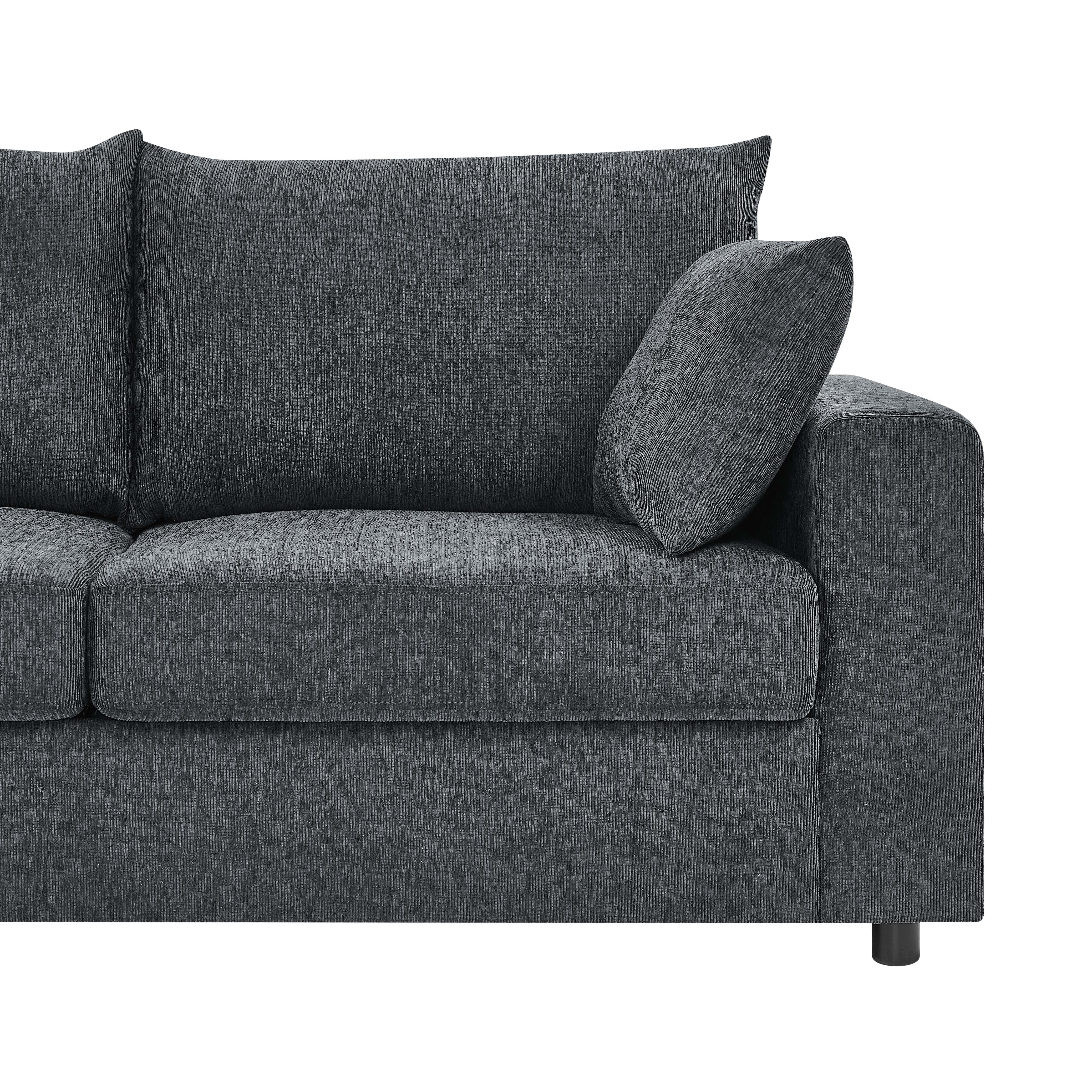 AENKYO 78" Modern Upholstered Sectional Sofa, Loveseat Couch with Deep Cushions and Pillows for Living Room，Black