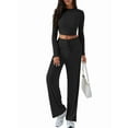 thumbnail image 3 of Conjunto Deportivo Y2K de Dos Piezas para Mujer, con Larga, Top Ajustado y Pantalones Anchos, Ideal para y Otoño Negro M, 3 of 8