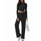 thumbnail image 3 of Conjunto Deportivo Y2K de Dos Piezas para Mujer, con Larga, Top Ajustado y Pantalones Anchos, Ideal para y Otoño Negro XL, 3 of 8