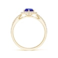 thumbnail image 2 of ANGARA Natural Tanzanite Split Shank Ring with Diamond Hexagon Halo in 14K Yellow Gold for Women (Size-5mm) | December Birthstone, Anniversary, Jewelry Gift for Women | Natural Tanzanite Ring, 2 of 9