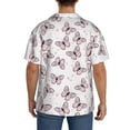thumbnail image 7 of Goofa Pink Butterflies (2) Printed Men's Casual Short-sleeved Shirt,Lightweight Breathable Button-down,Summer Casual men's top,Versatile Fashion shirt-3X-Large, 7 of 7