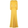 thumbnail image 2 of Bon Rosy, Women's, Cuffed Long Sleeve Round Neck Maxi A-Line Dress, Yellow, XL, 2 of 2