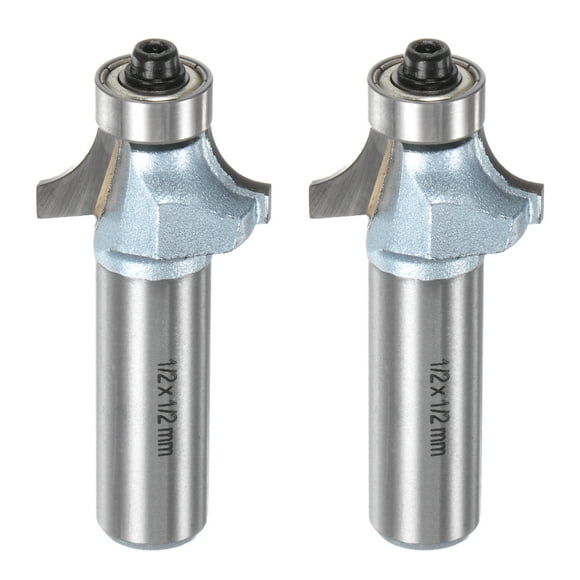 Uxcell 2packs Roundover Router Bit 1/2 Shank 1/2" Radius Tungsten Steel Tip Light Blue