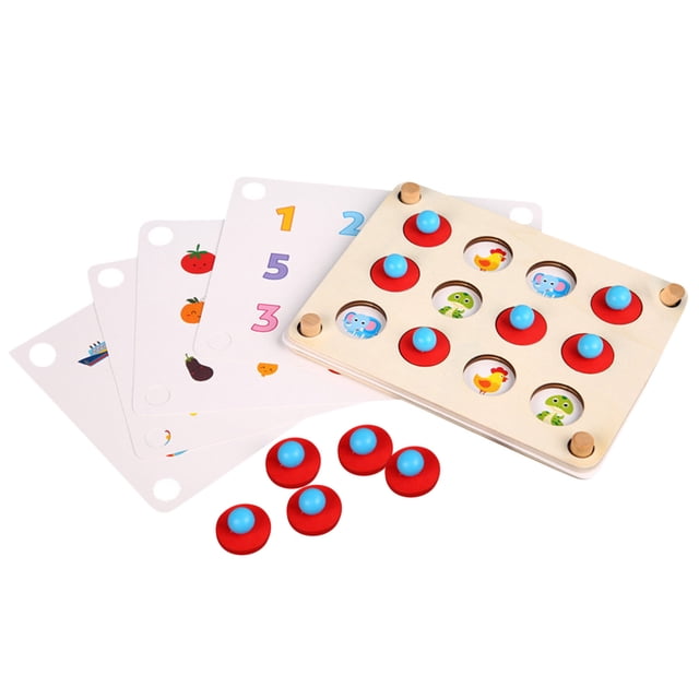 Wooden Memory Matching Game Cognitive Skill Development Toy With Animal Cards Educational Brain Teaser For Kids Age 2 To 5 Years