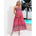 thumbnail image 3 of HYwys Women s Maternity Dresses Boho Strapless Summer Casual Floral Maxi Dress Yellow S, 3 of 7