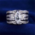thumbnail image 2 of Womens Engagement Ring Three Layer Zircon Alloy Jewelry Black Silver Elegant Promise Wedding For Special Gifts, 2 of 2