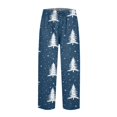 thumbnail image 5 of Women's Fashion Christmas Trees Print Casual Pants with Drawstring Elastic Waist and Pockets, Long Trousers for Festive Occasions and Home Lounging,Blue,5XL, 5 of 6