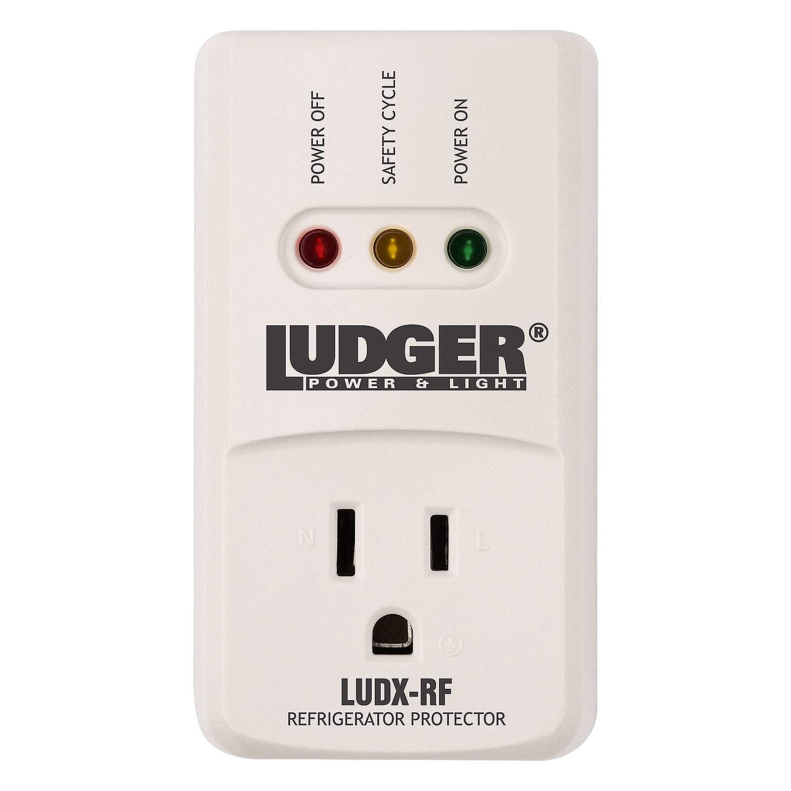 Ludger Power Surge Protector for Refrigerator (LUDX-RF), ETL Certified, Connects to Most Domestic Refrigerators, 4-Minute Safety Cycle, 3 Modes LED Indicator, Fire-Resistant Shell