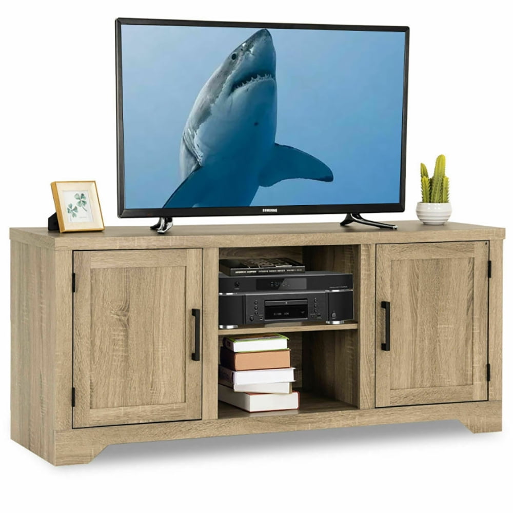 Finihen TV Stand, TV Cabinet, Rustic TV Stand Entertainment Center Storage Cabinet , Media Entertainment Center with Storage, for Living Room, Bedroom, Natural