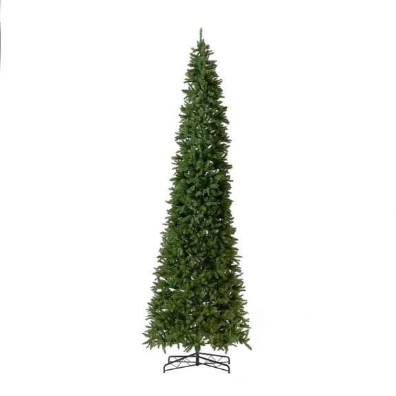 Nearly Natural 13ft. Prelit Artificial Slim Green Mountain Pine Christmas Tree, Green