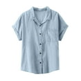 thumbnail image 6 of Fnooota Women's Button Down Shirts, Short Sleeve Summer Casual Workout Denim Shirts Blue Size S, 6 of 9