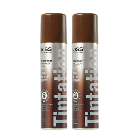 Kiss Root Cover Up Gray Concealer Spray Tintation Temporary Hair Color Spray Root Touch Up Spray Hair Dye 2.82 oz. 2 PACK (Medium Brown)