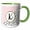 Green/White, variant on 3drose, Diagonal Pink Personal Letter K Monogram Black and White Polka Dots, 11oz Two-tone Green Mug