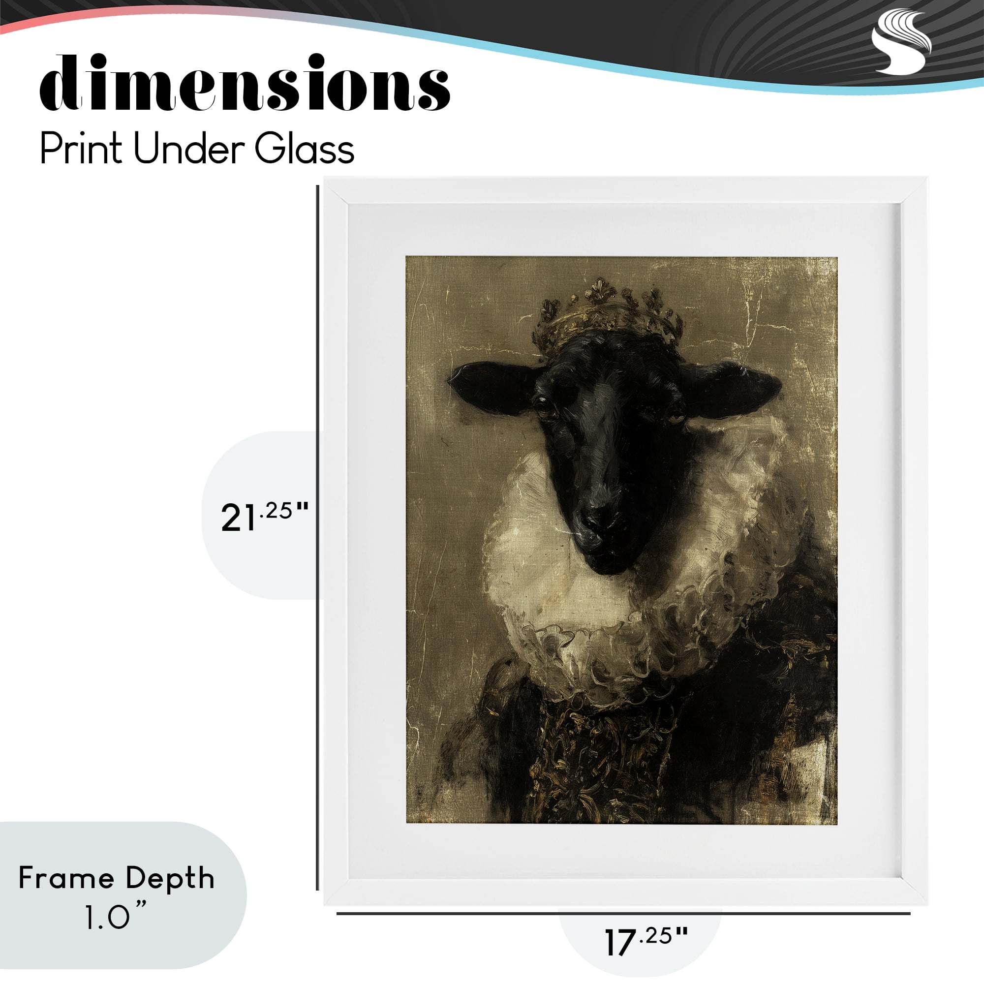 Stupell Industries Noble Ram Portrait White Framed Print Under Glass, design by Svetlana Aleynikova