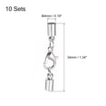 thumbnail image 2 of 10Sets 4mm Leather Cord End Caps with Lobster Claw Clasps, Barrel Terminators, Silver Tone, 2 of 6